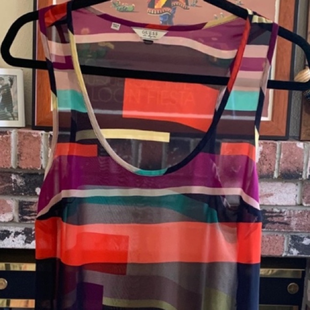 Guess Sheer Multicolor Tank Top/Tunic S